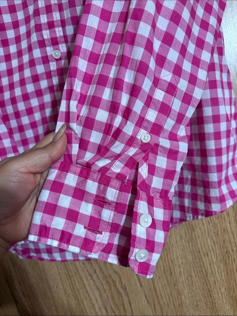 J. Crew Pink and White Gingham Shirt